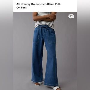 AE Dreamy Drape Linen-Blend Pull-On Pant